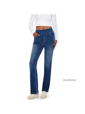 High Waisted Bootcut Stretchy Pull-On Jeans for Women